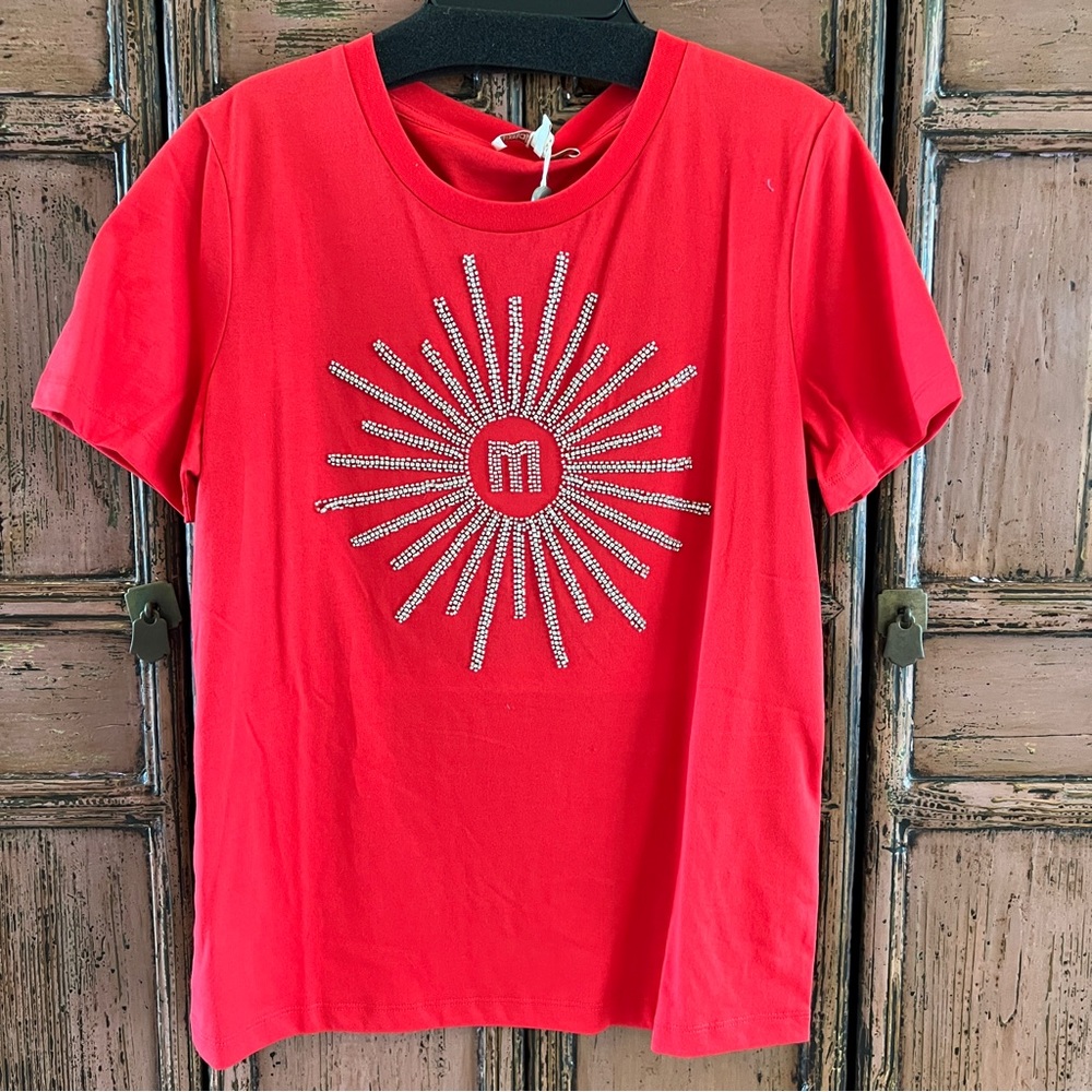NWT MAJE embellished cotton T-shirt